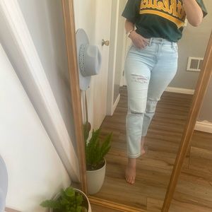 Kendall and Kylie ripped high rise mom jeans